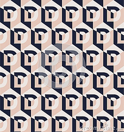 Beautiful Seamless pattern in big â€œ D â€ typo decoration with gemetric play form Vector Illustration
